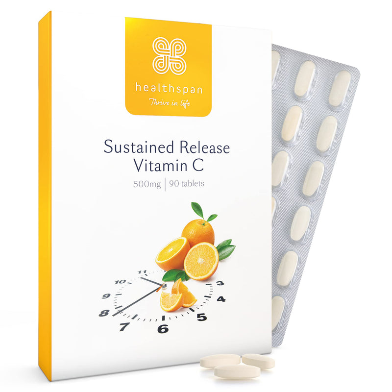 [Australia] - Healthspan Vitamin C Sustained Release 500mg (3 Months' Supply) | to Support Your Immune and Nervous Systems | Added zinc to Support Cognitive Function | Vegan 