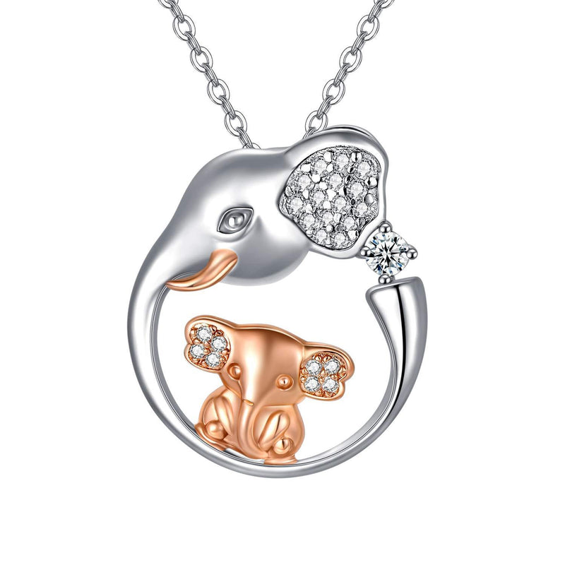 [Australia] - AOBOCO Elephant Jewelry Gifts for Women Sterling Silver Elephant Family Necklace for Mom Daughter Wife Grandma 