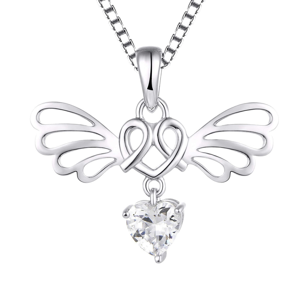 [Australia] - Starchenie Love Heart With Angelwings Necklace 925 Sterling Silver Cubic Zirconia Pendant for Women 04-white-apr 