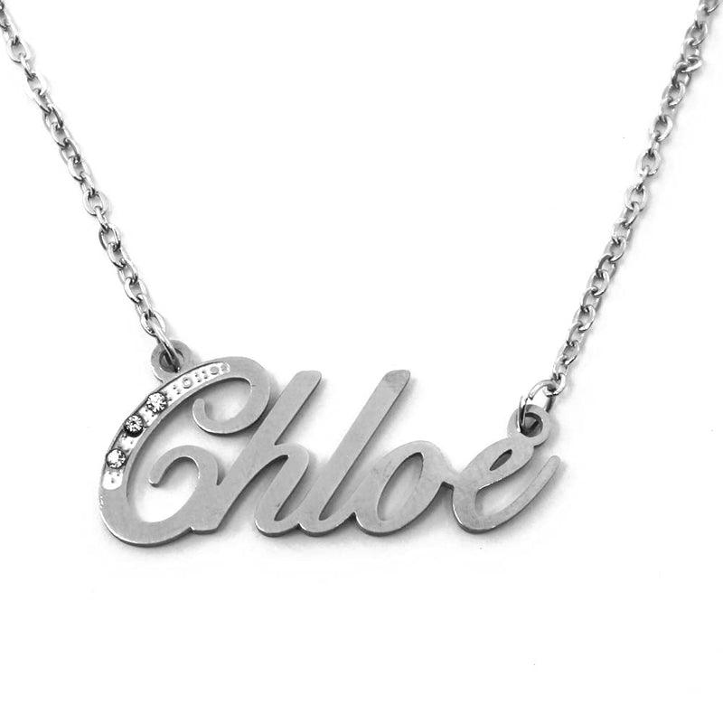 [Australia] - Kigu Name Necklace Chloe - Silver Tone - Custom Name Necklace - Personalised Jewellery for Ladies- Customised Jewellery for Girls- Custom Pendant Chloe 