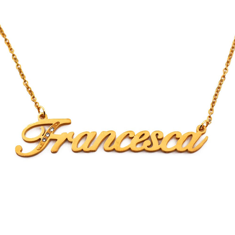 [Australia] - Kigu Name Necklace Francesca - Gold Tone - Custom Name Necklace - Personalised Jewellery for Ladies- Customised Jewellery for Girls- Custom Pendant Francesca 