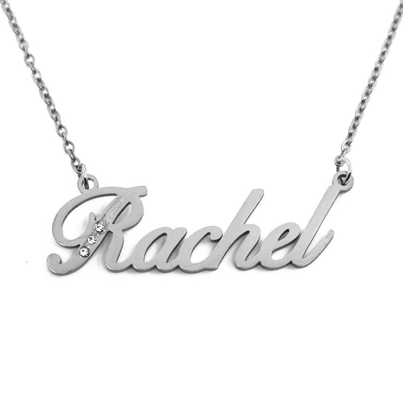 [Australia] - Kigu Name Necklace Rachel - Silver Tone - Custom Name Necklace - Personalised Jewellery for Ladies- Customised Jewellery for Girls- Custom Pendant Rachel 