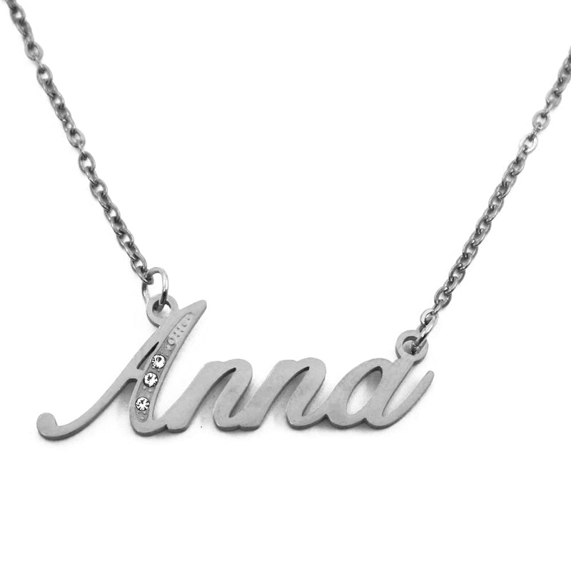[Australia] - Kigu Name Necklace Anna - Silver Tone - Custom Name Necklace - Personalised Jewellery for Ladies- Customised Jewellery for Girls- Custom Pendant Anna 