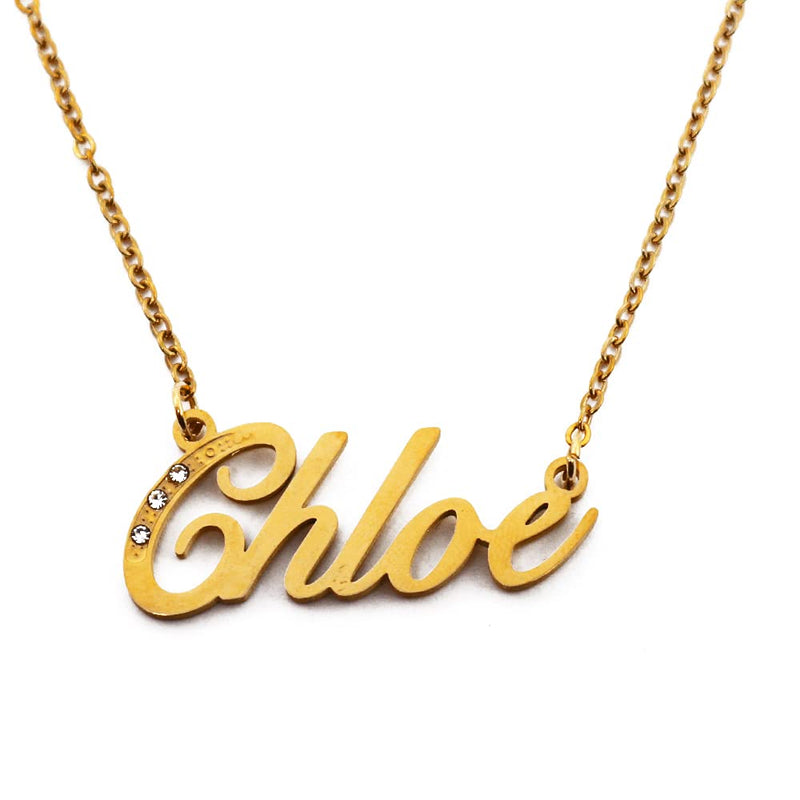 [Australia] - Kigu Name Necklace Chloe - Gold Tone - Custom Name Necklace - Personalised Jewellery for Ladies- Customised Jewellery for Girls- Custom Pendant Chloe 