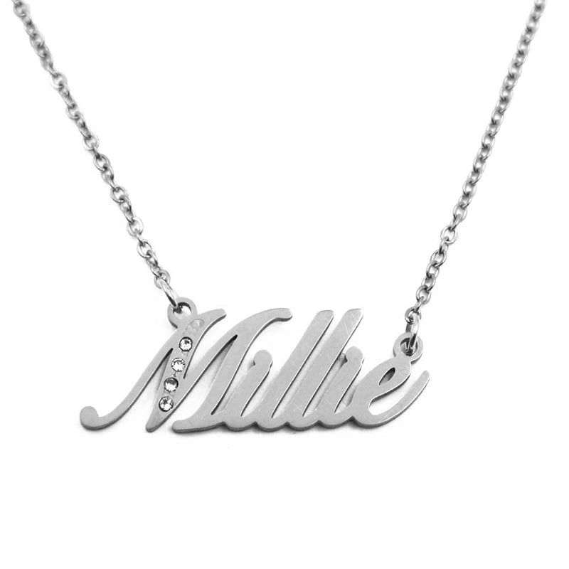 [Australia] - Kigu Name Necklace Millie - Silver Tone - Custom Name Necklace - Personalised Jewellery for Ladies- Customised Jewellery for Girls- Custom Pendant Millie 