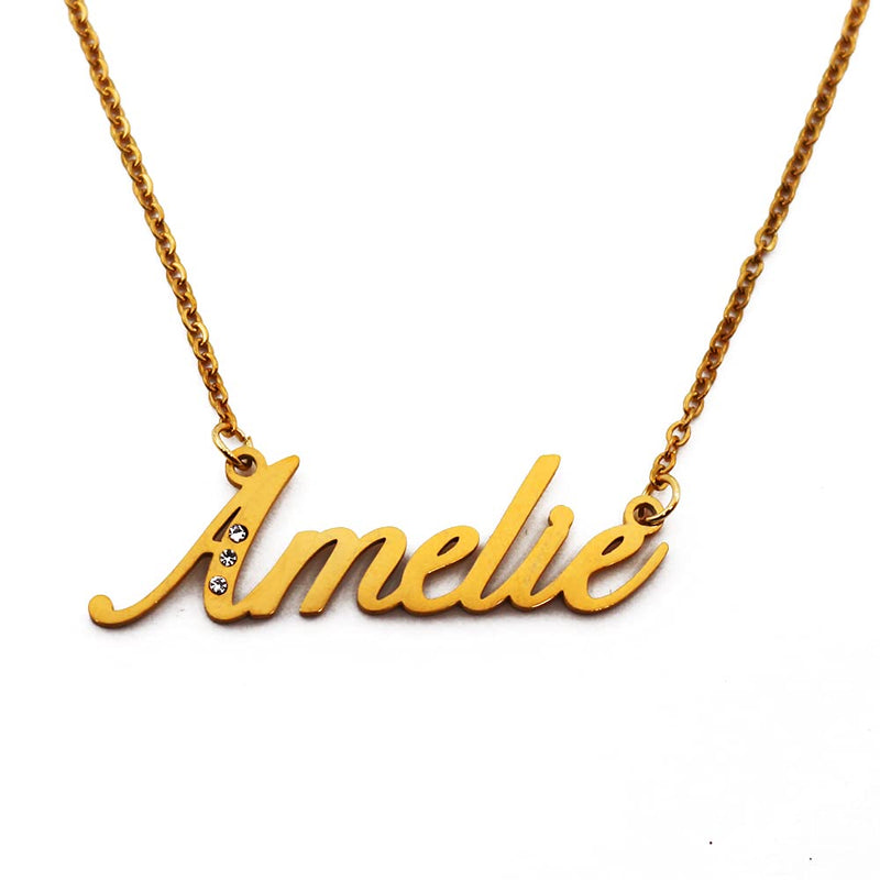 [Australia] - Kigu Name Necklace Amelie - Gold Tone - Custom Name Necklace - Personalised Jewellery for Ladies- Customised Jewellery for Girls- Custom Pendant Amelie 