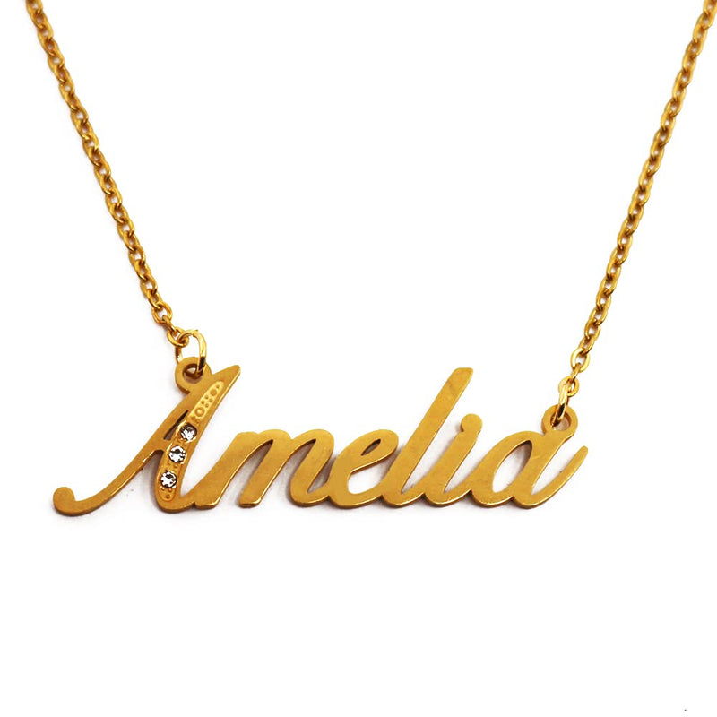 [Australia] - Kigu Name Necklace Amelia - Gold Tone - Custom Name Necklace - Personalised Jewellery for Ladies- Customised Jewellery for Girls- Custom Pendant Amelia 