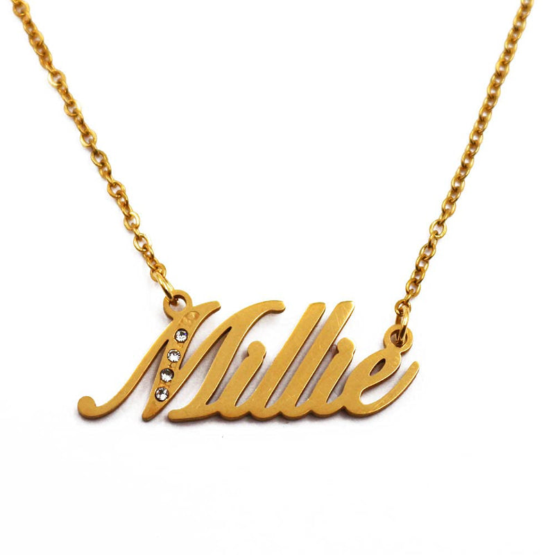 [Australia] - Kigu Name Necklace Millie - Gold Tone - Custom Name Necklace - Personalised Jewellery for Ladies- Customised Jewellery for Girls- Custom Pendant Millie 