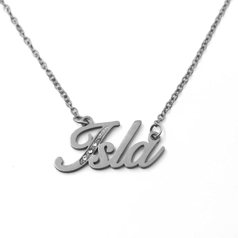 [Australia] - Kigu Name Necklace Isla - Silver Tone - Custom Name Necklace - Personalised Jewellery for Ladies- Customised Jewellery for Girls- Custom Pendant Isla 