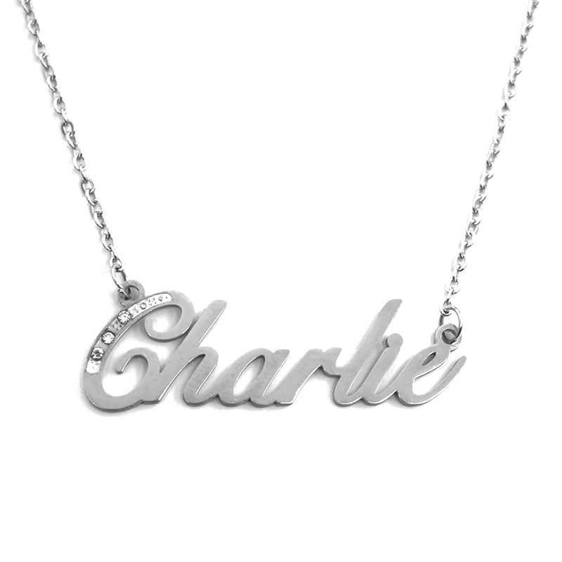 [Australia] - Kigu Name Necklace Charlie - Silver Tone - Custom Name Necklace - Personalised Jewellery for Ladies- Customised Jewellery for Girls- Custom Pendant Charlie 