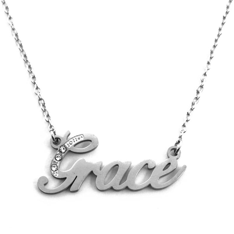 [Australia] - Kigu Name Necklace Grace - Silver Tone - Custom Name Necklace - Personalised Jewellery for Ladies- Customised Jewellery for Girls- Custom Pendant Grace 