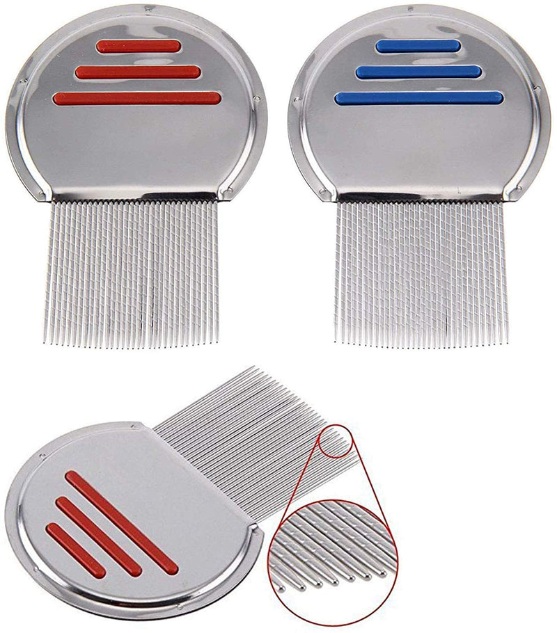 [Australia] - Lice Nit Comb Get Down Stainless Steel Metal Tooth Head Long Teeth/Professional Stainless Steel Nit Comb for Head Lice Treatment,Reusable,Removes Louse Nits (Pack of 2) Pack of 2 