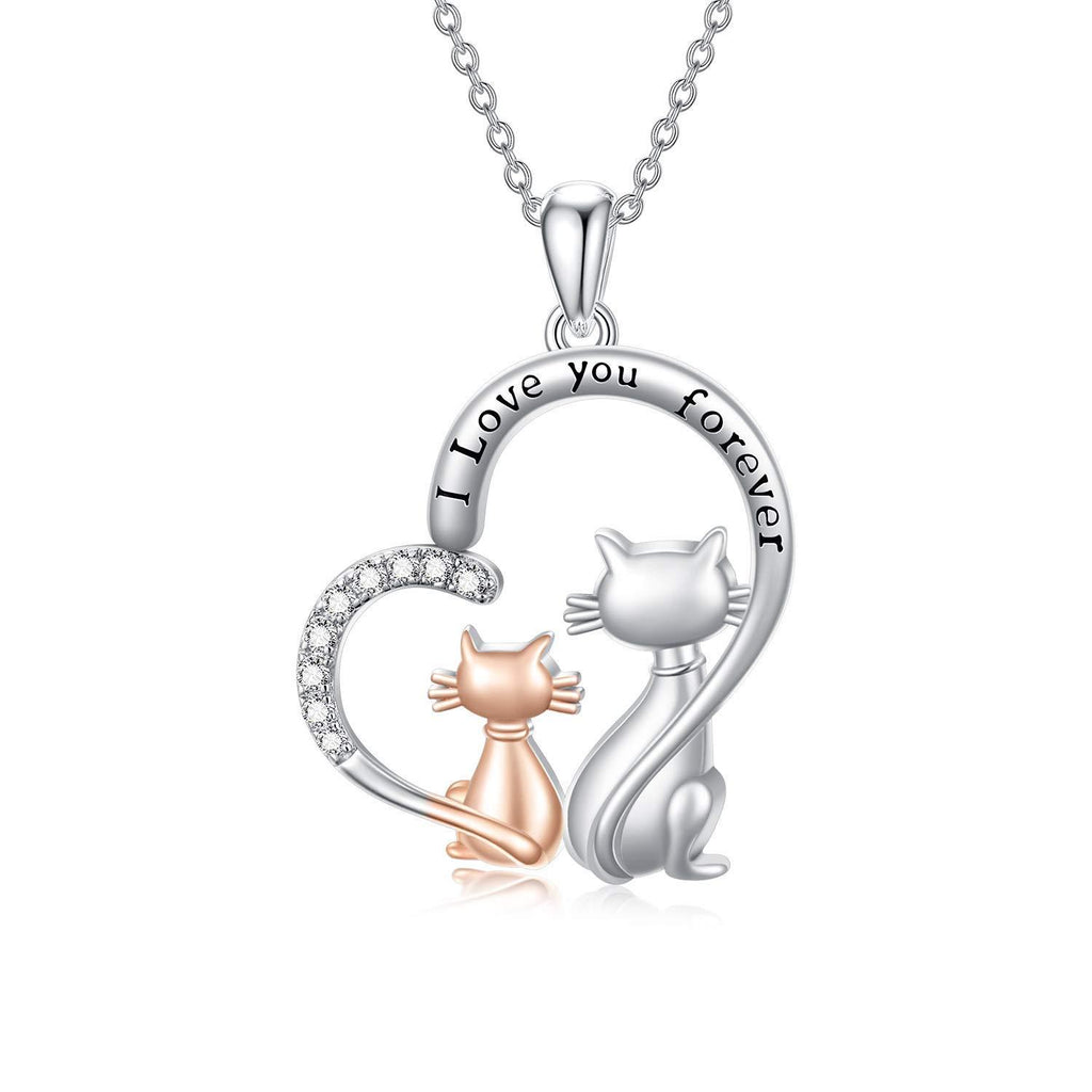 [Australia] - WINNICACA Gift for Mum S925 Silver Lovely Cat Necklace Animal Charm Pendant Mom Necklace for Mother's Day Gifts from Daughter 