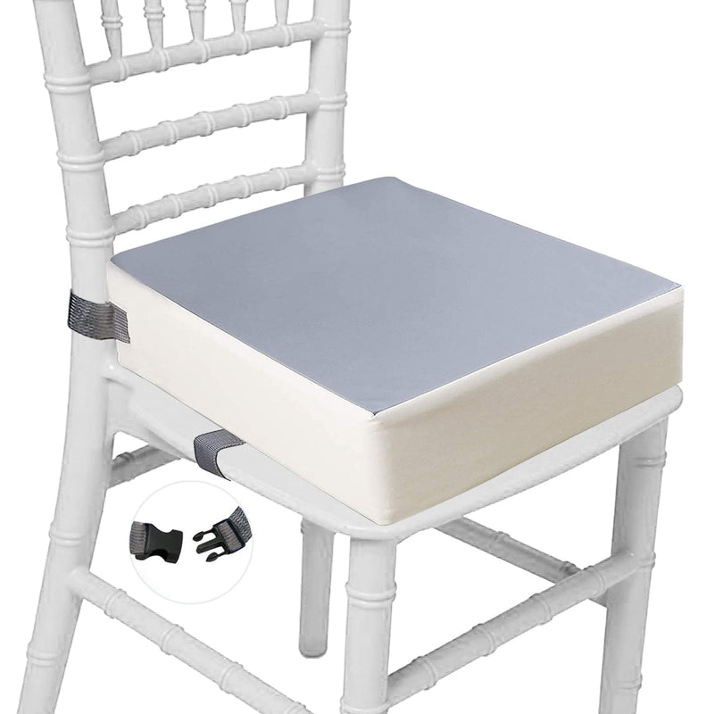 [Australia] - Booster Seat for Dining Table Dismountable Washable Highchair Booster Cushion Chair Heightening Seat Pad with 2 Straps Safety Buckle for Kids (Grey) Grey 