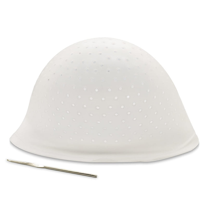 [Australia] - Holes Opened Highlight Cap Frosting Cap Tipping Cap Streaking Cap Silicone Hair Highlighting Cap for Highlights DIY Hair Coloring Hat Dyeing Salon at Home Reusable Highlighting Cap and Hook Kit White 