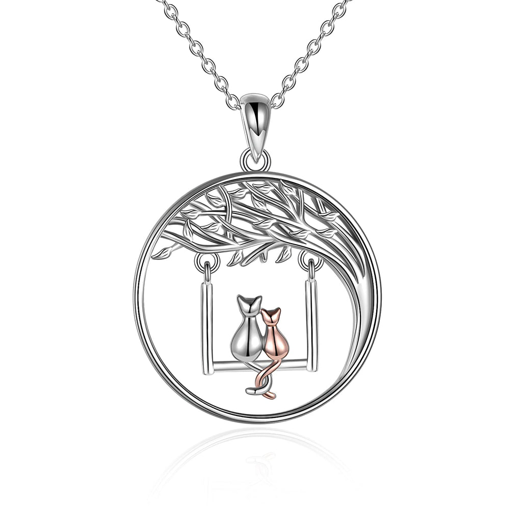 [Australia] - Cat Gifts Swing Tree of Life 925 Sterling Silver Mother Daughter Necklace Mothers Day Gift for Mom Wife Grandmother 