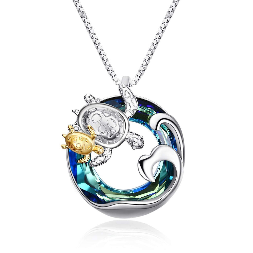 [Australia] - AOBOCO Sea Turtle Jewellery Gifts for Mum & Daughter Sterling Silver Crystal Turtle Pendant Necklace for Women 