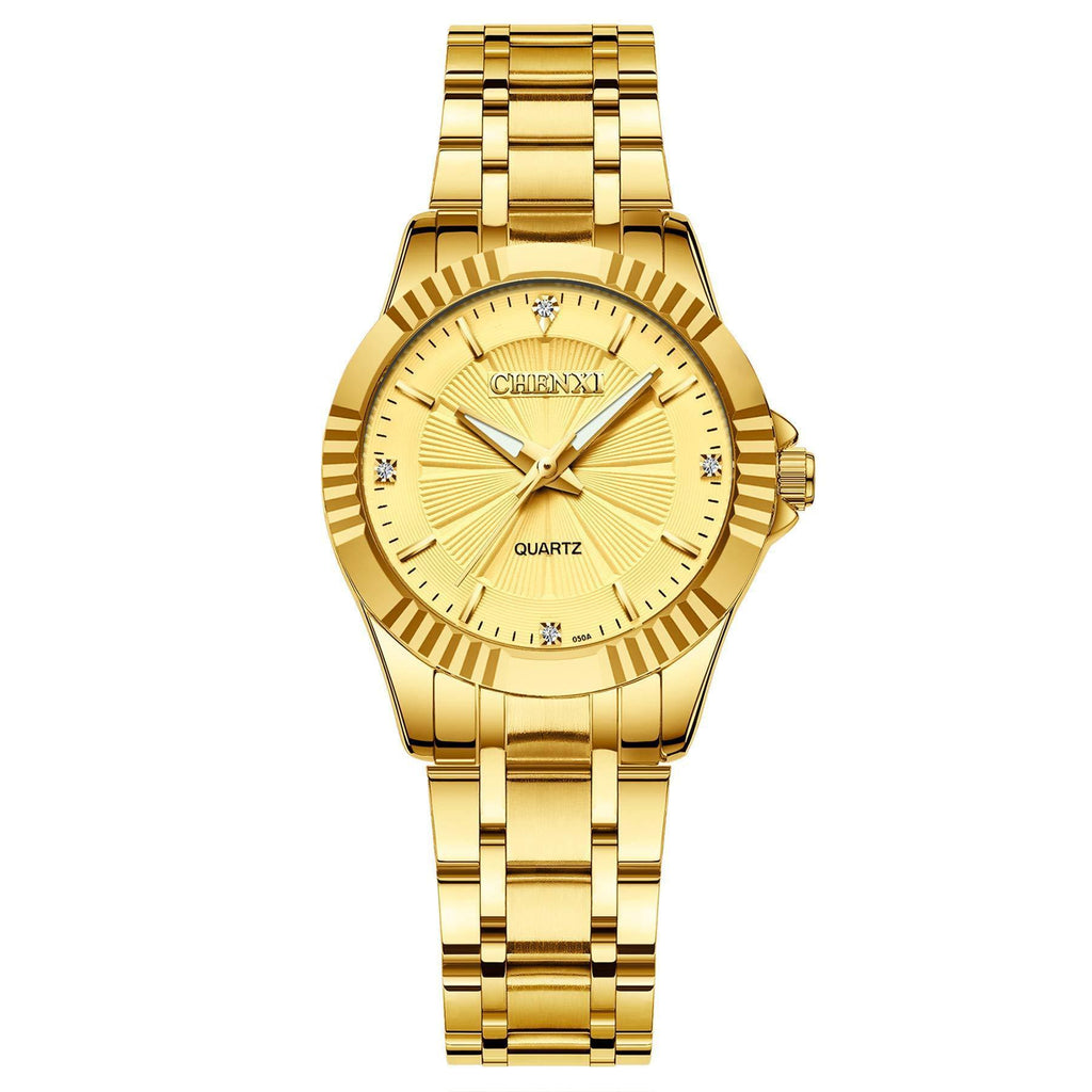 [Australia] - JewelryWe Womens Watch Gold Plated Stainless Steel Wristwatch Analog Simple Dial Lunimous Hands Quartz Watch Business Casual Dress Watches 