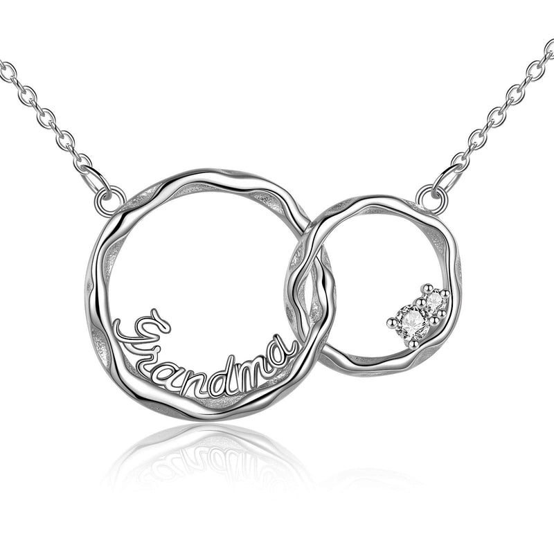 [Australia] - Gifts for Grandma 925 Sterling Silver Interlocking Double Circles Necklace for Grandmother Birthday Jewelry Gifts 
