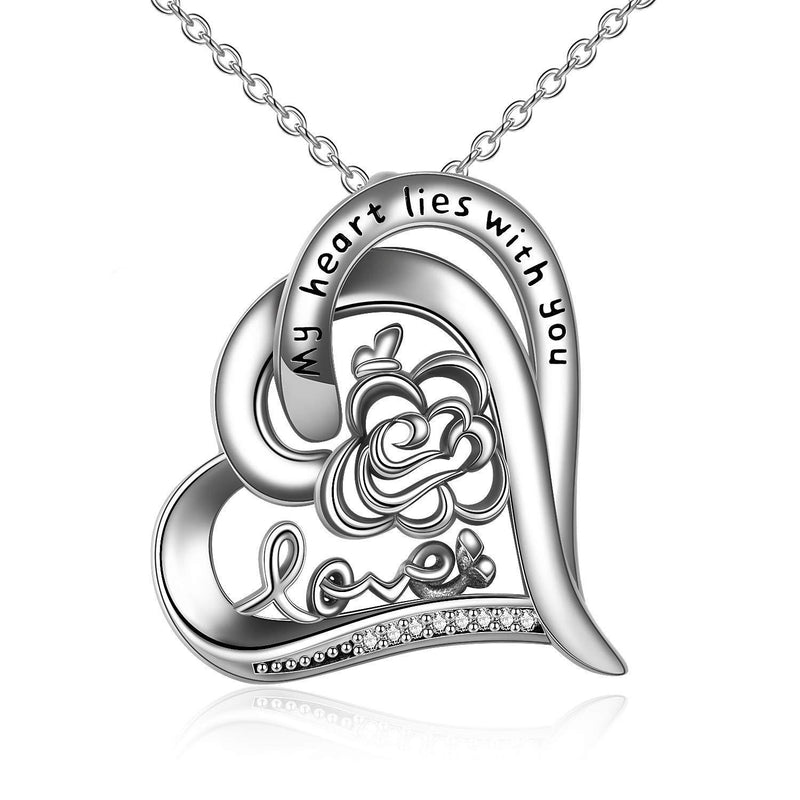 [Australia] - VENACOLY Heart Necklaces for Women Sterling Sliver Rose Necklace Anniversary Birthday Gifts for Her Wife Girlfriend 