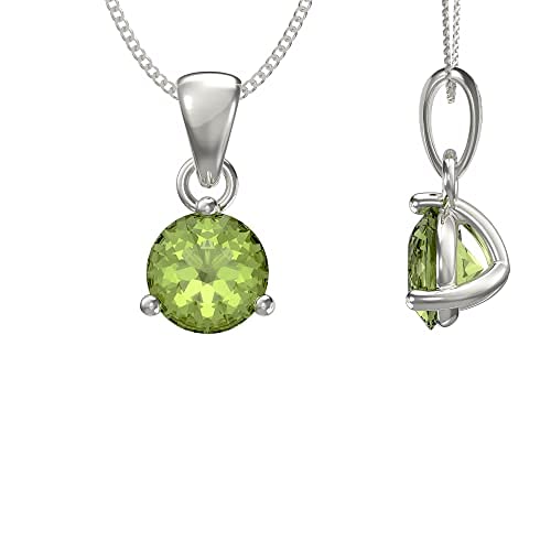 [Australia] - Aeon Jewellery Birthstone Necklace | 925 Sterling Silver & Cubic Zirconia | Polishing Cloth Included | Jewellery Gifts for Birthdays & Special Occasions for Women August Olive Green 