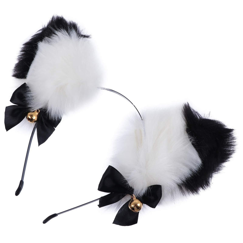 [Australia] - Minkissy Fox Ears Headband, Anime Cosplay Hairband Furry Fox Cat Hairhoop for Halloween Christmas Birthday (White Black) Assorted Color 3 