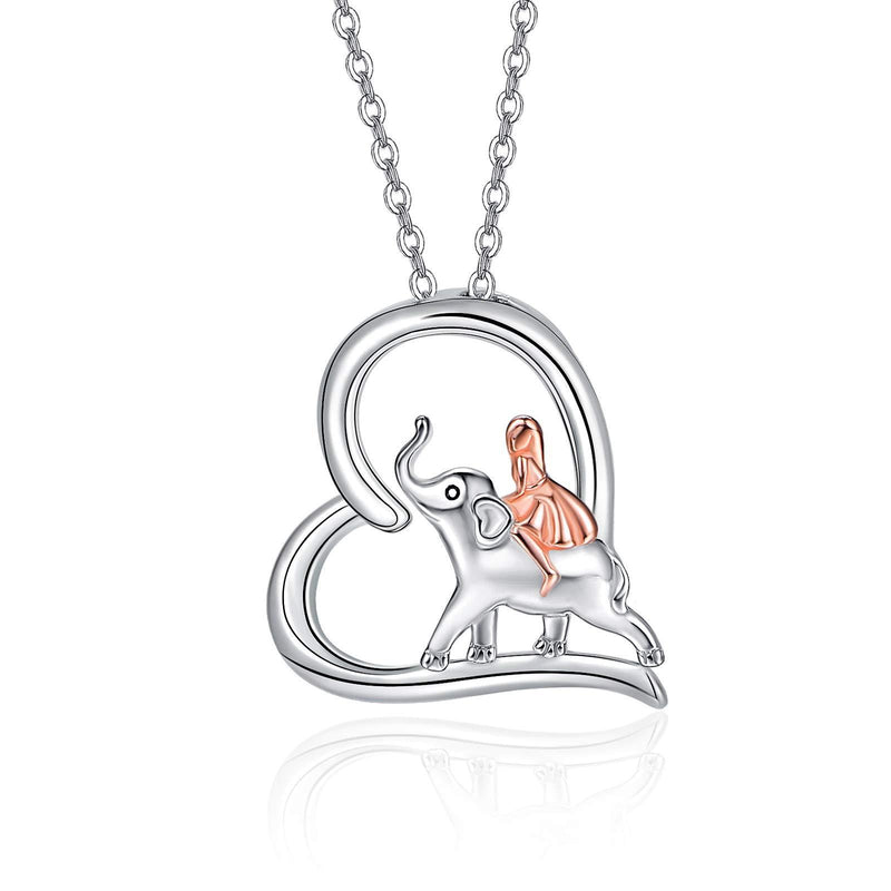 [Australia] - 925 Sterling Silver Heart Necklace Women Birthday Gift for Sister Friendship Gifts for Best Friends E-Elephant Girls 