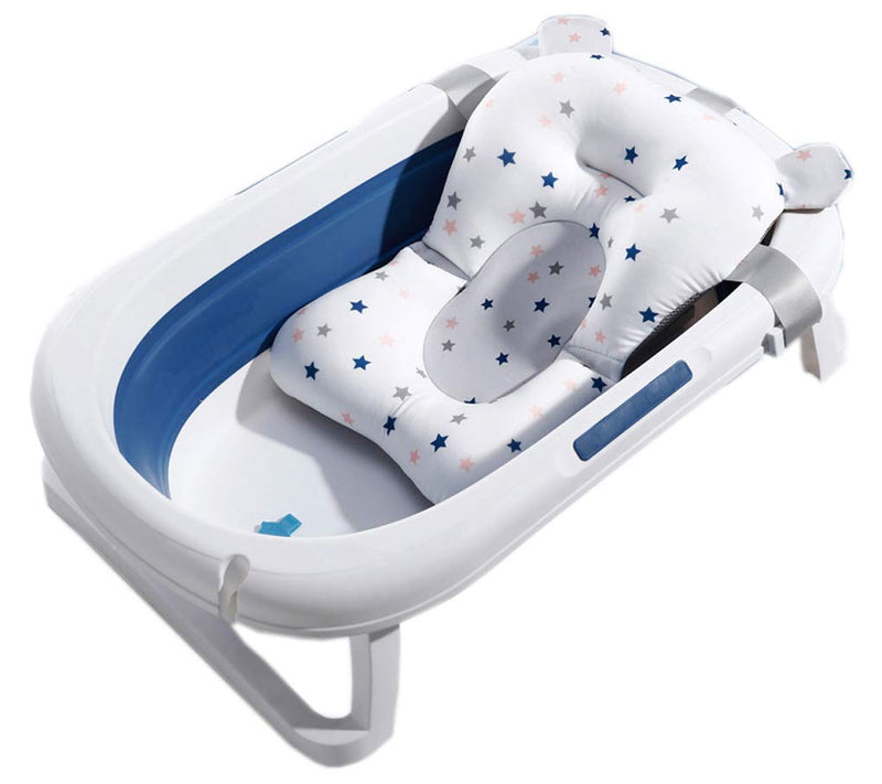 [Australia] - Baby Bath Mat Pad for Bathtub, Newborn Anti Slip Soft Floating Bathing Seat Baby Bath Pillow Infant Bathtub Support Cushion Net for Baby 0-12 M, with Stars 