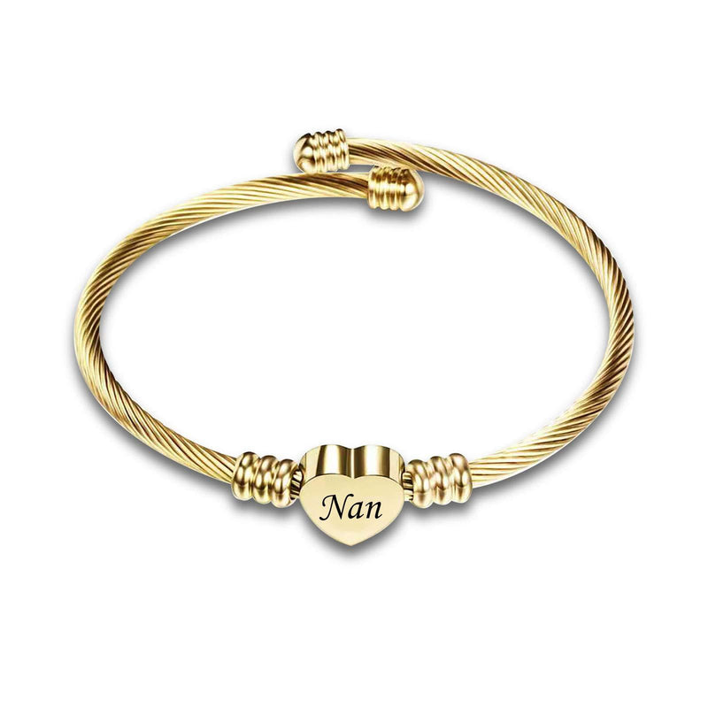 [Australia] - KunBead Jewelry Boys Mens Love Heart Bangle Cuff Charm Bracelets for Women Girls Birthday Bracelet Stainless Steel Nan 