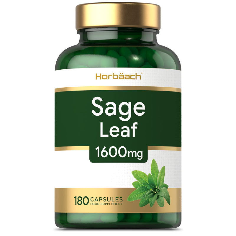 [Australia] - Sage 1600mg | 180 Capsules | One A Day Formula | Hot Flushes, Night Sweats, Menopause Symptoms | Non-GMO, Gluten Free Supplement | No Artificial Preservatives 