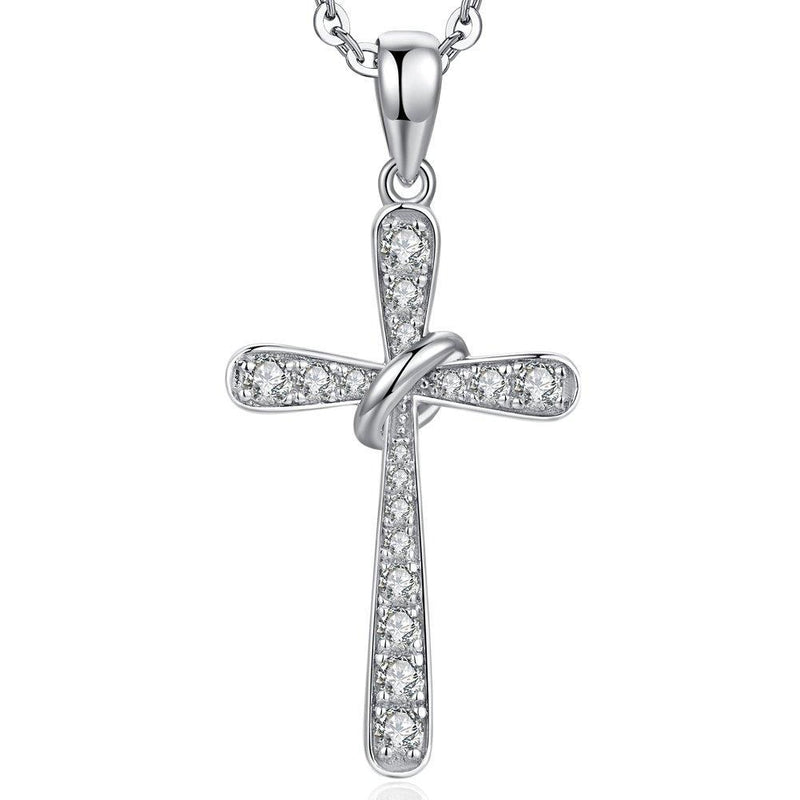 [Australia] - Cross Necklaces Womens Cross Necklace Sterling Silver Infinity Cross Pendant Necklace White Gold Sterling Silver Cross Pendant Necklace Simple Fashion Cross Necklace Silver Necklace 