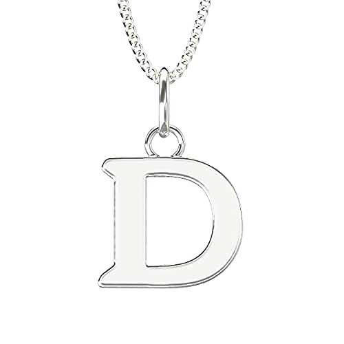 [Australia] - Aeon Jewellery Alphabet Initial Necklace | 925 Sterling Silver | Adjustable 16 - 18 Inch Silver Necklace | Polishing Cloth Included | Gifts for Birthdays & Special Occasions for Women D 