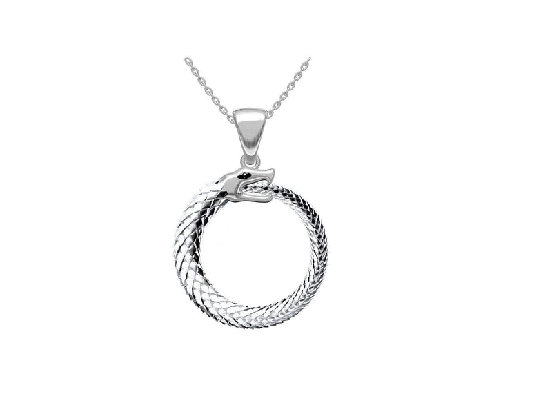 [Australia] - Sterling Silver Egyptian Alchemy Ouroboros Snake Circle Pendant Necklace 55.0 Centimetres 