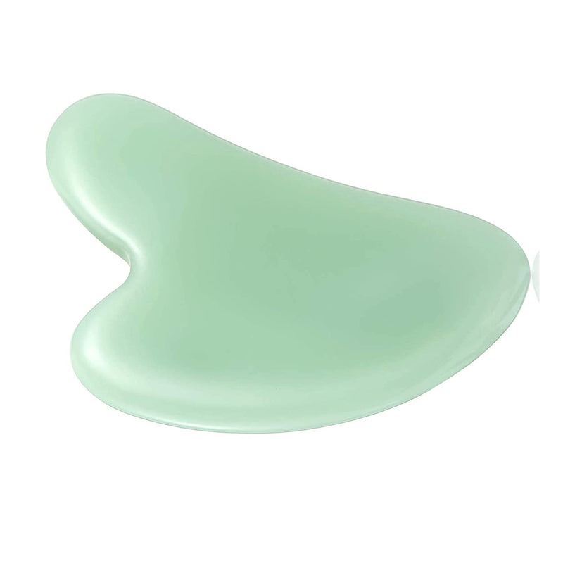 [Australia] - Gua Sha Stone Massage Tool Jade Neck Beauty Slimming Massager for Spa Skin Caring Pain Relief Tool, Face Body Heart Shape (Green 1) 