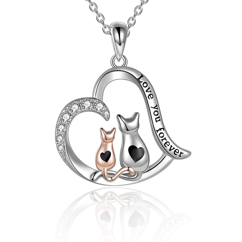 [Australia] - YFN Cat Necklace Jewellery for Women Sterling Silver Mother Daughter Cat Infinity Heart Necklace Gifts for Mum Daughter Wife Girls 