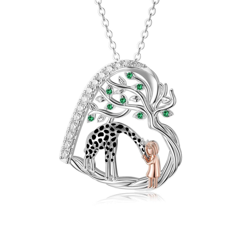 [Australia] - VENACOLY Sterling Silver Rabbit/Frog/Cat/Giraffe/Hedgehog Pendant Necklace Animal Jewellery for Women Girls Sister Daughter Giraffe necklace 