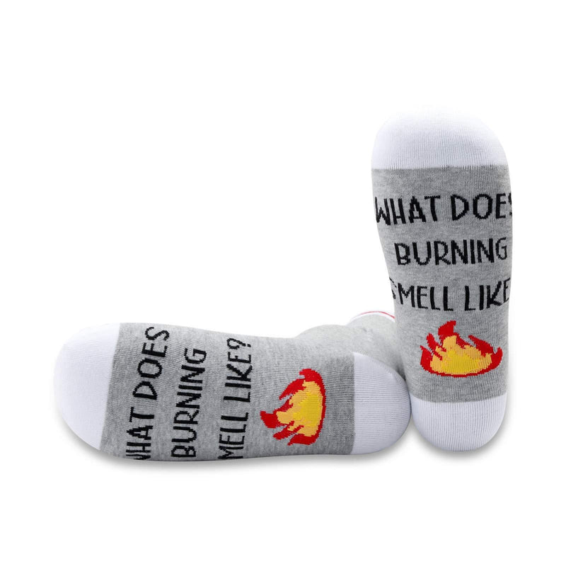 [Australia] - PYOUL 1 Pair What Does Burning Smell Like Socks Funny Socks Fan Gift Burning Smell Like 1 Pair 