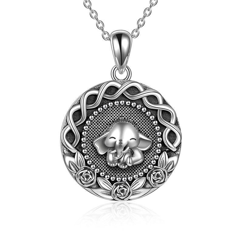 [Australia] - ONEFINITY Elephant Necklace for Women Teacher 925 Sterling Silver Lucky Elephant Pendant Necklace Family Design Jewellery Gifts for Her 