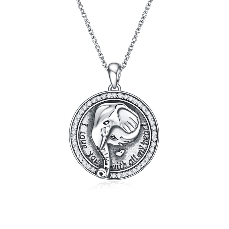 [Australia] - ONEFINITY Elephant Necklace for Women Teacher 925 Sterling Silver Lucky Elephant Pendant Necklace Family Design Jewellery Gifts for Her Gift 