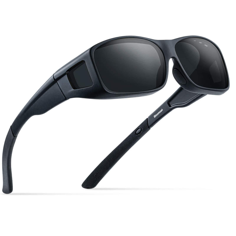 [Australia] - Bloomoak Fit Over Glasses,Over Prescription Glasses,100% UV Protection Anti-glare Sunglasses Wrap-around TR90 Frame for Men & Women Black 