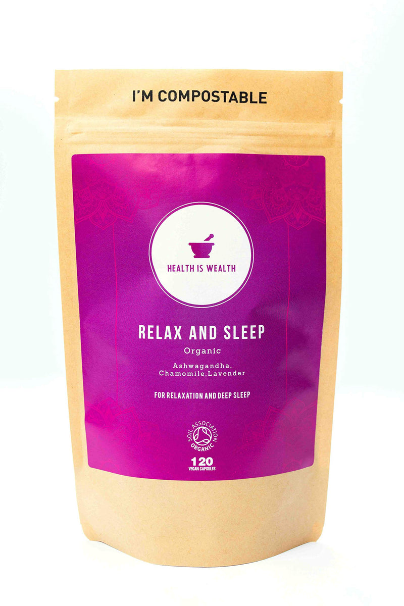 [Australia] - Organic Ashwagandha, Chamomile and Lavender - 120 Natural Capsules - Feel Calm, Lower Stress, Anxiety & Improved Sleep. Made by Health Is Wealth 
