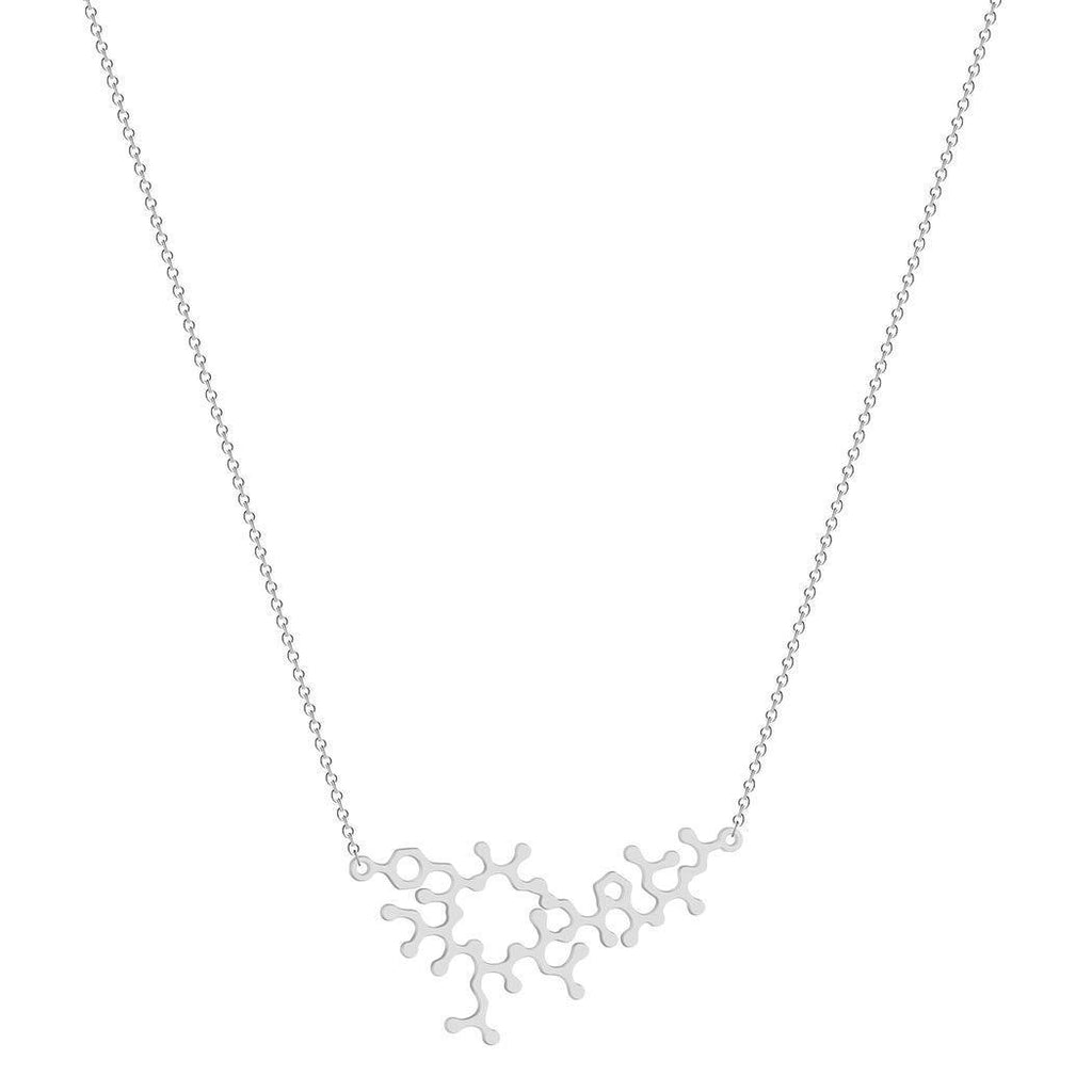 [Australia] - Oxytocin Molecule Necklace for Women Girls Love Bonding Molecule Pendant Science Jewelry Chain Love Happiness Gift Silver 