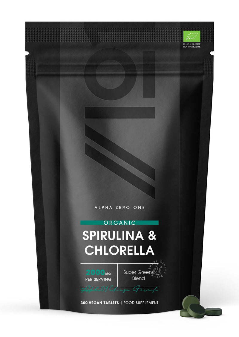 [Australia] - Organic Spirulina & Chlorella 2000mg | 300 Vegan Tablets - Broken Cell Wall | Pure Formula Supplement with No Additives � Certified Organic by Alpha01 Spirulina Chlorella 
