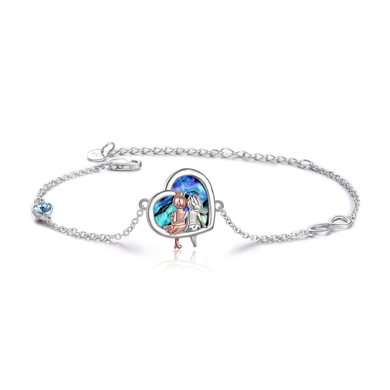 [Australia] - VONALA 925 Sterling Silver Sister Heart Bracelet, Infinity Symbol Design Friendship Jewellery Christmas Birthday Gifts for Women Girls Sister Abalone 
