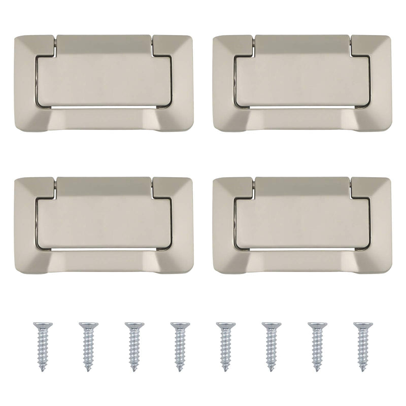 [Australia] - MOROBOR 4Pcs Nickel Pocket Doors Drawer Handle Flush Ring Pull, Hidden Concealed Zinc Alloy Knobs for Cabinets, Closets, Drawers 