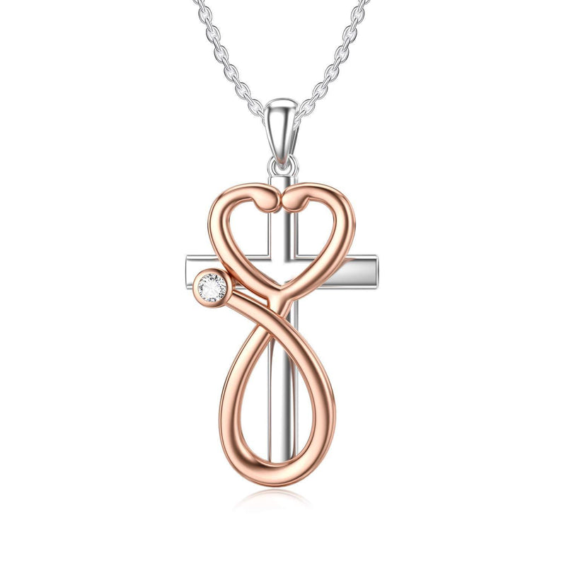 [Australia] - Stethoscope Cross Pendant Necklace Nurse Doctor Jewellery Nurses Day Graduation Gift for Women 