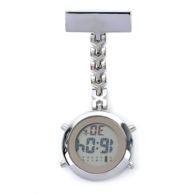 [Australia] - Fashion Nurse Fob Watch Large Face Nursing Pendant Pocket Digital Watch Silver 