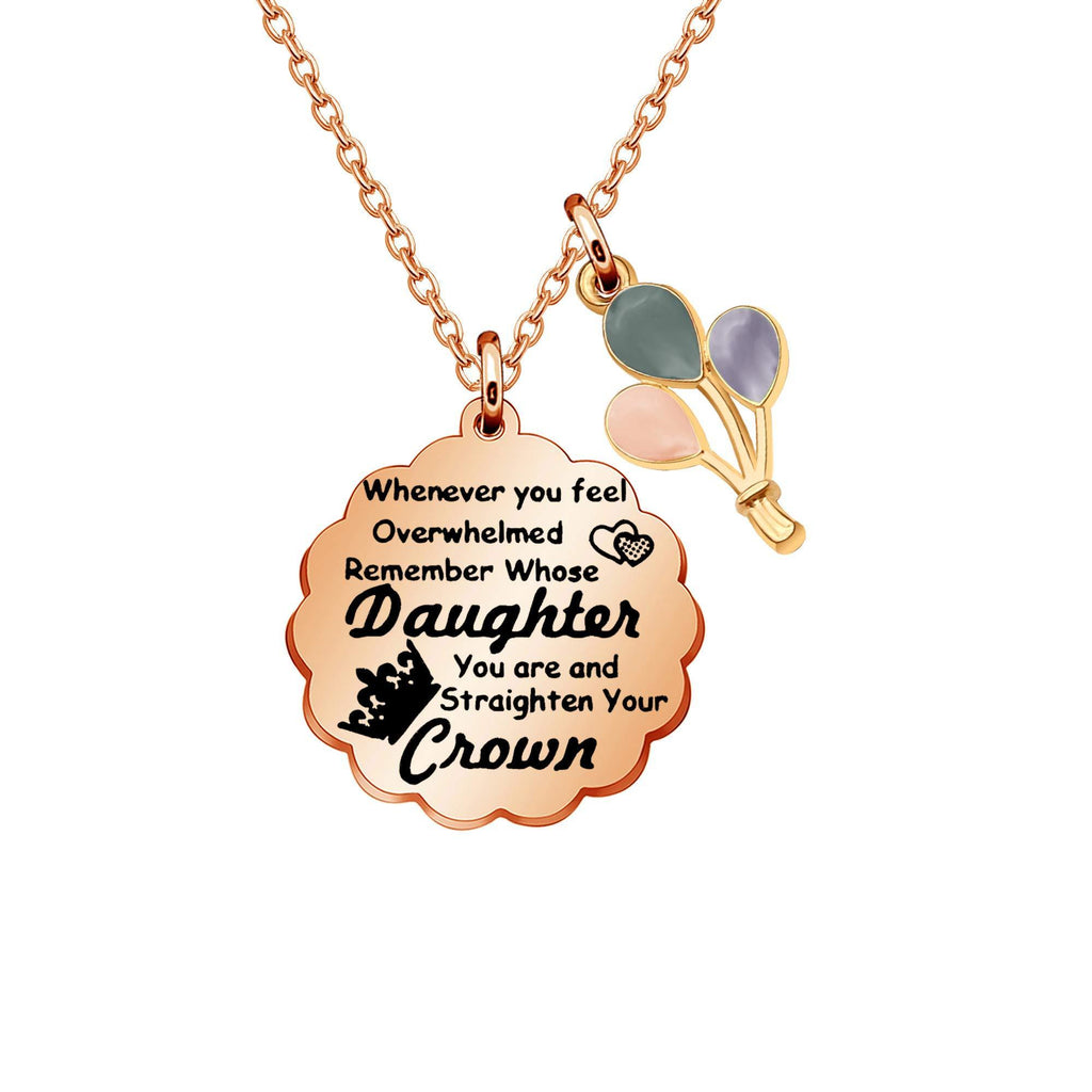 [Australia] - Newnal Inspirational Necklace for Daughter from Daughter Encourage Engraved Quote Biscuits Shape Pendant Remember Whose Daughter You are Rose 
