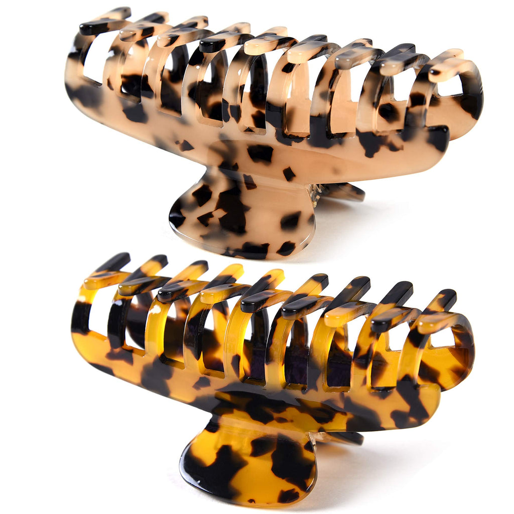 [Australia] - Big Hair Claw Clips Tortoise Shell Large Claw Hair Clips For Thick Hair,3.8 Inch Strong Hold Hair Jaw Clips Clamps For Women,2 Color Available(2 Pack) Brown 