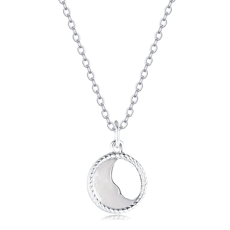 [Australia] - Qings Tiny Mother Love Child Necklace 925 Sterling Silver Moonlight Mother of Pearl Pendant Adjustable 18” for Mother Grandmother Daughter 